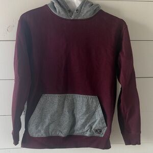 Men’s Small but fits like Boys XL. Burgundy and Gray Hooey Hoodie Sweatshirt.